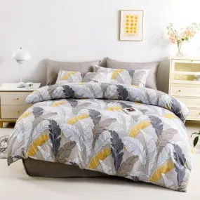 King size 6 pieces Bedding Set without filler, Beautiful Leaves Design