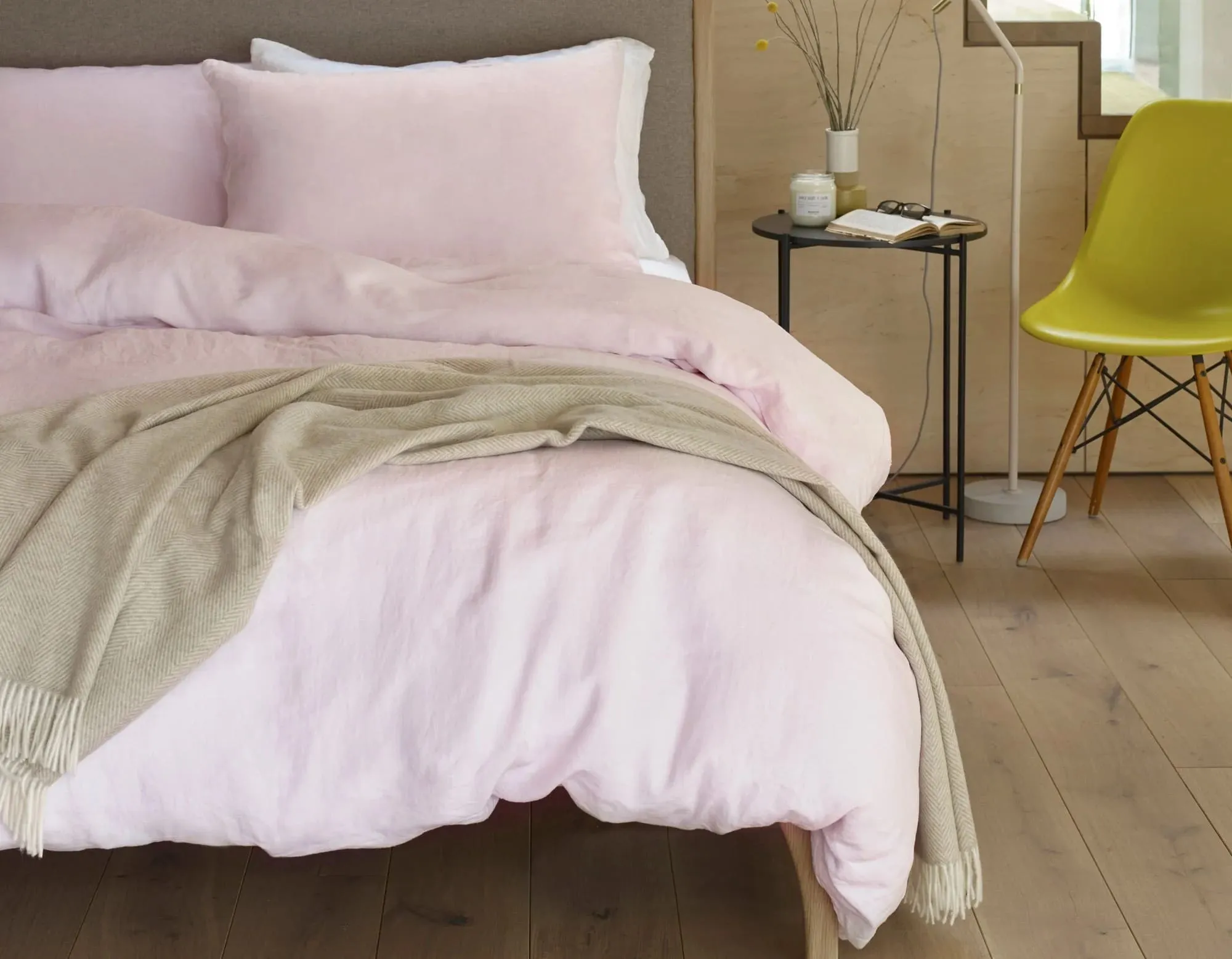 King Size Linen Bedding Bundle - Soft Pink