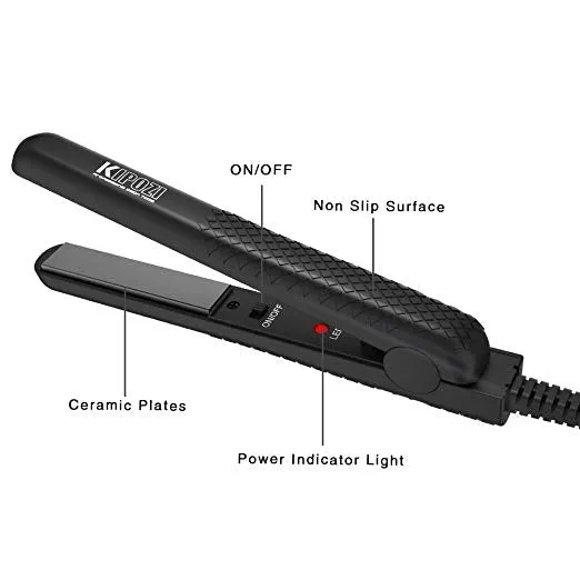 KIPOZI 0.7-Inch Mini Travel Hair Straightener - 164 Black