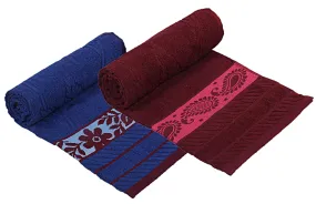 Kuber Industries 100% Cotton 2 Pieces Bath Towel 27" x54” (Blue & Maroon) -CTKTC28925