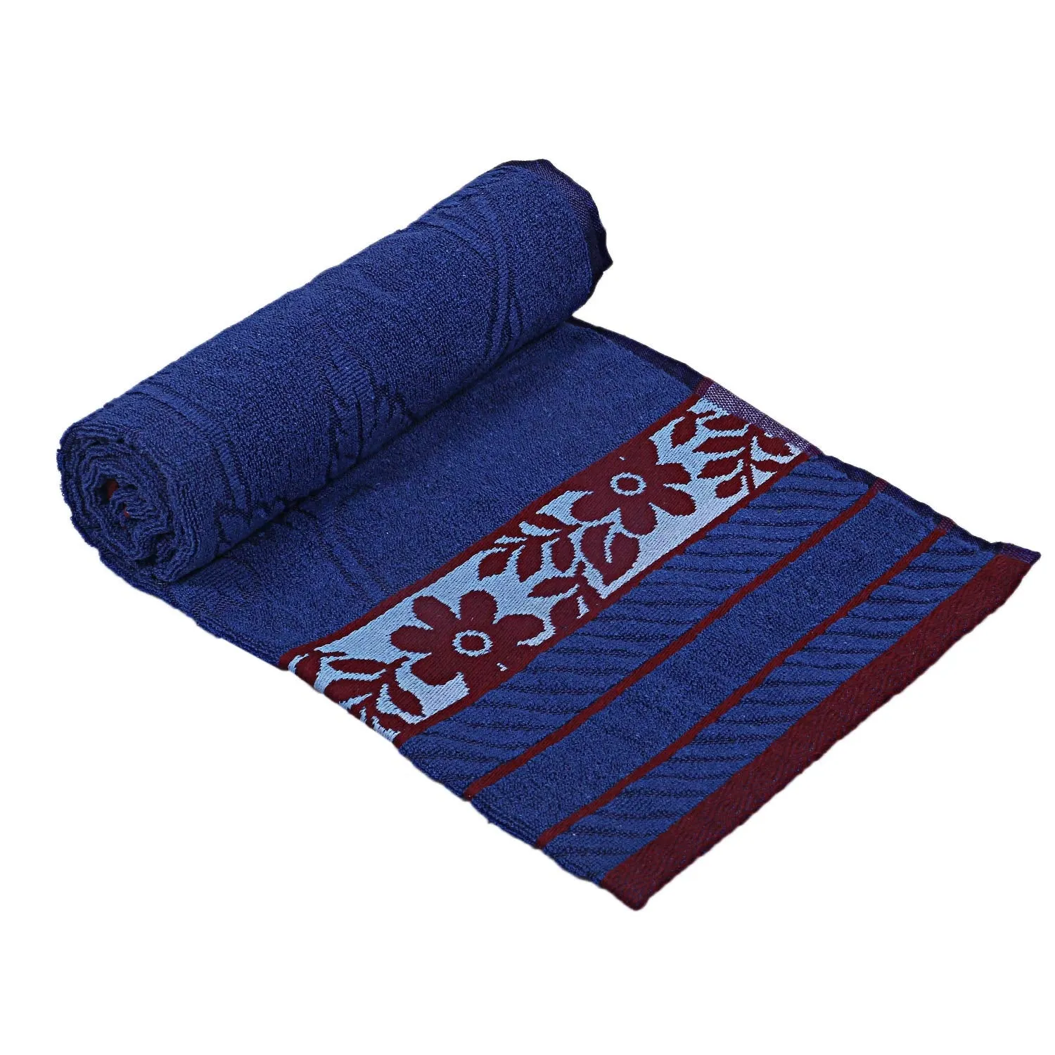 Kuber Industries 100% Cotton 2 Pieces Bath Towel 27" x54” (Blue & Maroon) -CTKTC28925