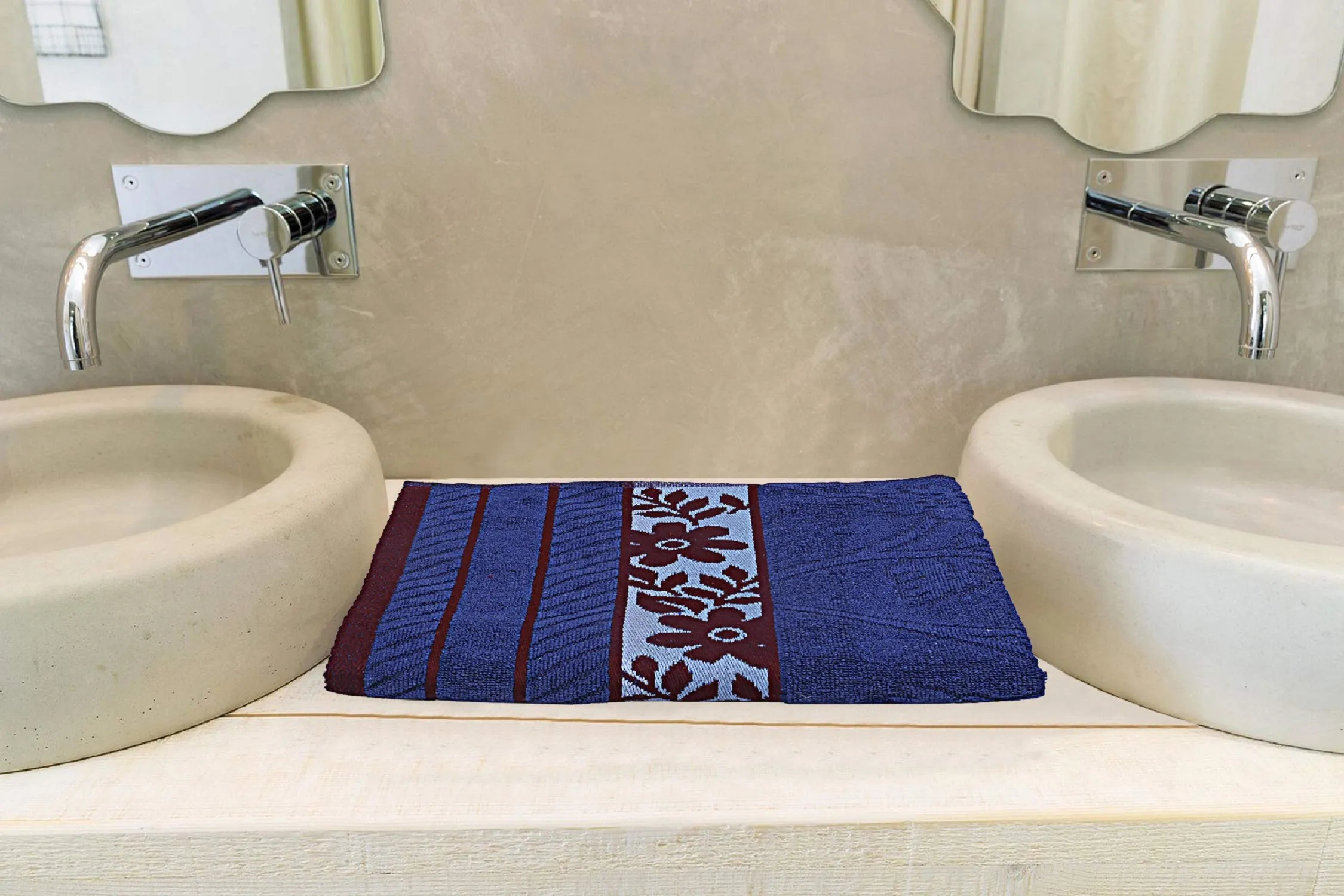 Kuber Industries 100% Cotton 2 Pieces Bath Towel 27" x54” (Blue & Maroon) -CTKTC28925