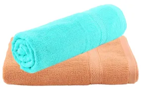 Kuber Industries 100 Percent Cotton 2 Pieces Full Size Bath Towel 30"x60" (Sea Green & Light Brown) CTKTC33305