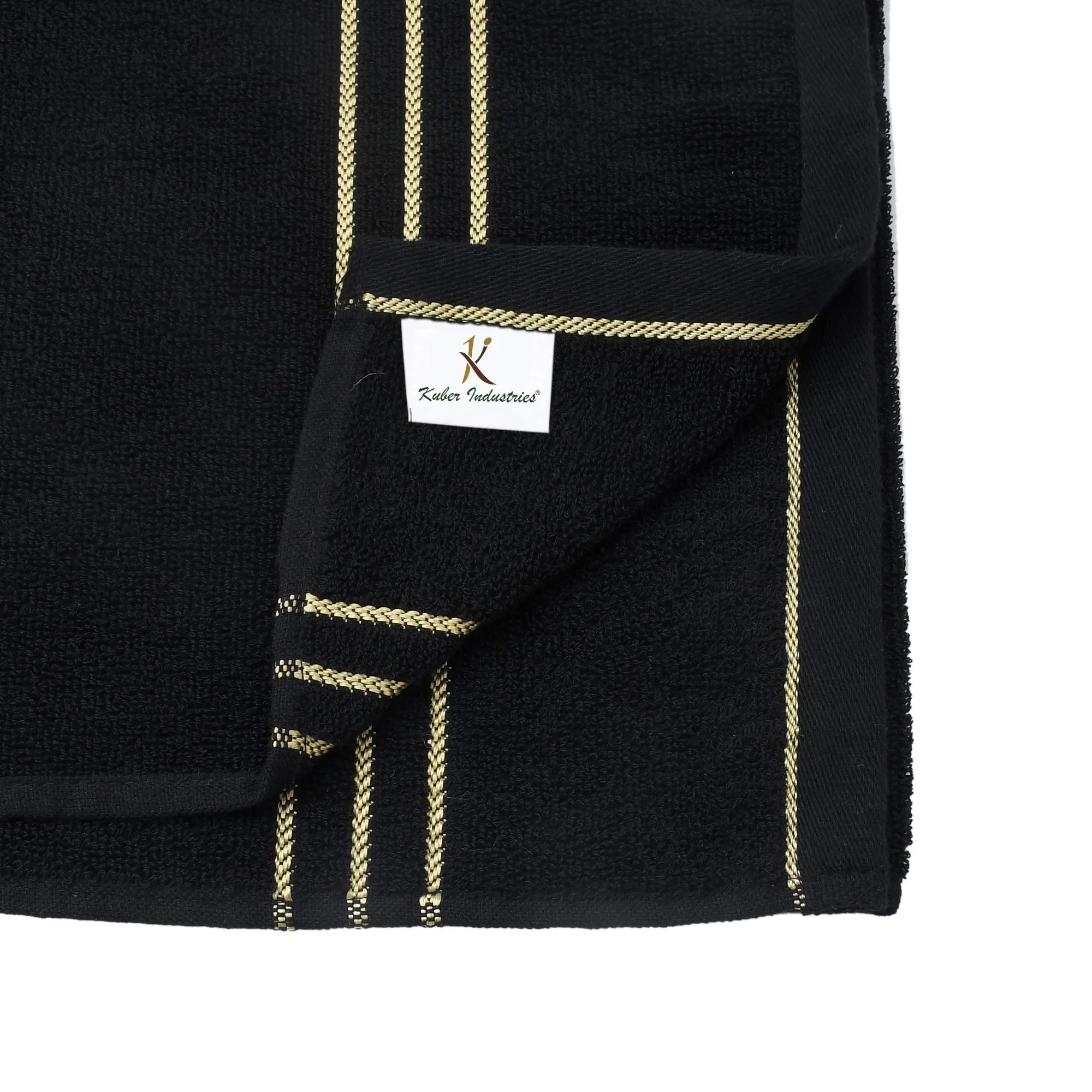 Kuber Industries Cotton 2 Pieces Bath Towel Super Soft, Fluffy, and Absorbent, Perfect for Daily Use 100% Cotton Towels, 400 GSM (Black)-KUBMART16037