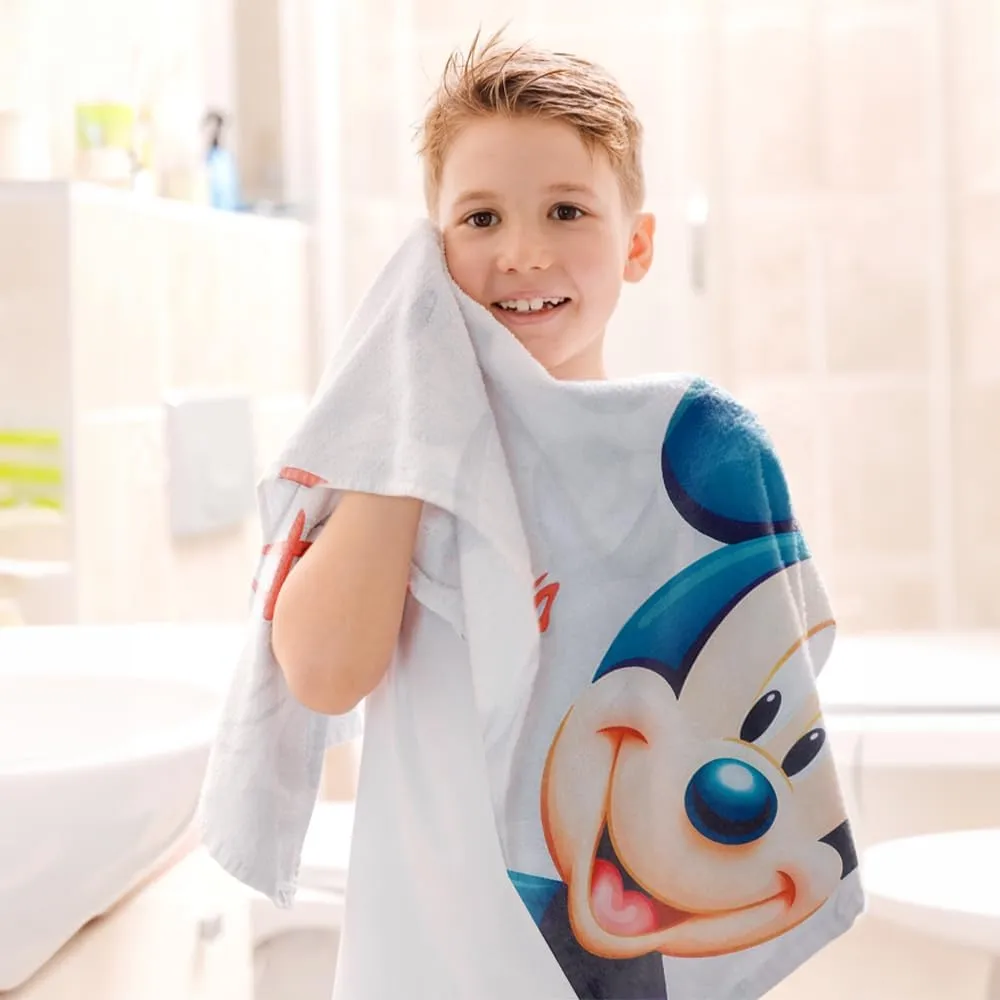 Kuber Industries Disney Mickey Mouse Microfiber Soft Kids Bath Towel-Pack of 4 (White)