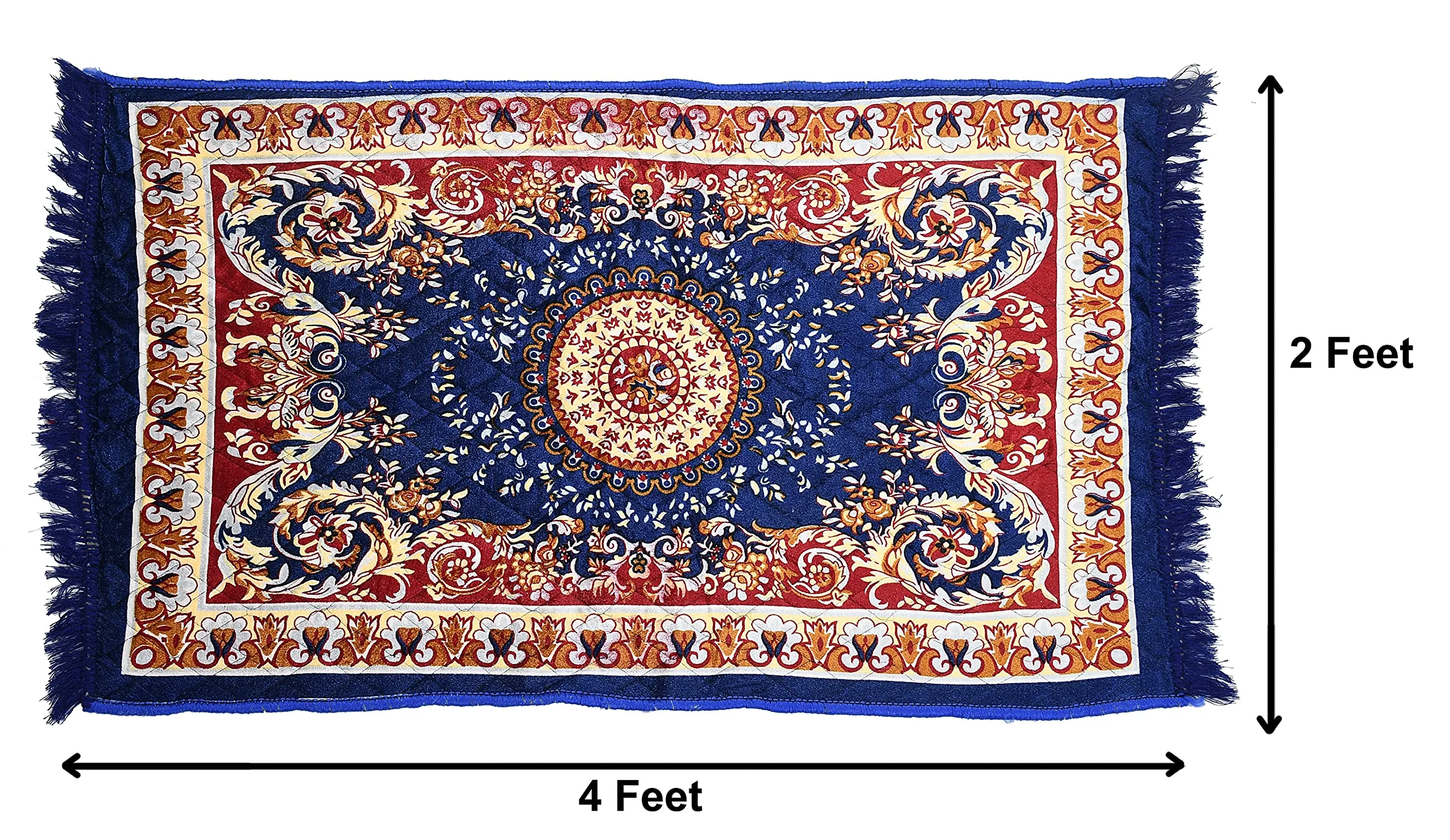 Kuber Industries Velvet Super Soft Area Rugs Silky Smooth Bedroom Carpet (4 x 2 Feet, Blue, Standard, HS_36_KUBMART018359)