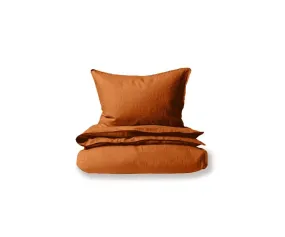 Laila Linen Duvet Cover   Shams Set - Rust