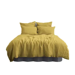 Lemon Curry Linen Duvet Cover Set