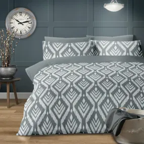 Lewis's Tahlia Ikat Duvet Set - Grey