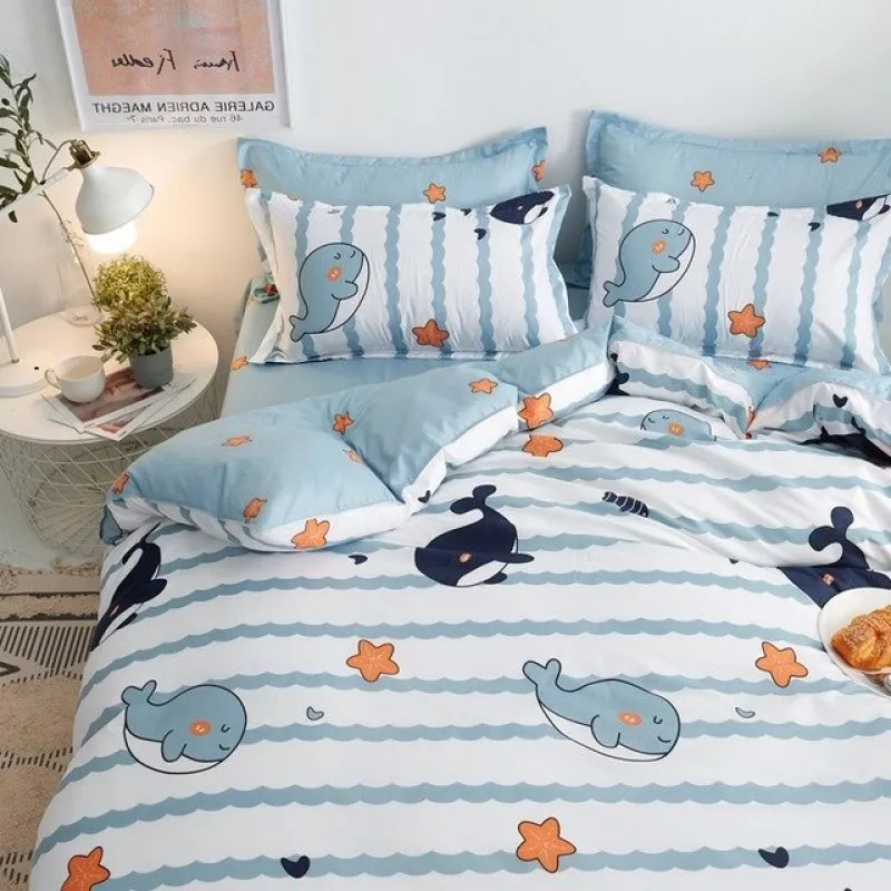 Light & Dark Whale Print Bedding Set