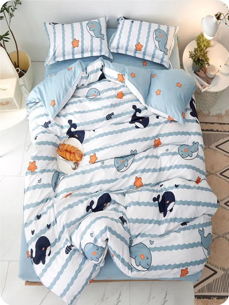 Light & Dark Whale Print Bedding Set