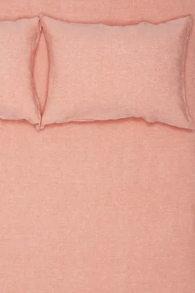 Linen Bedding Melange in Coral Color