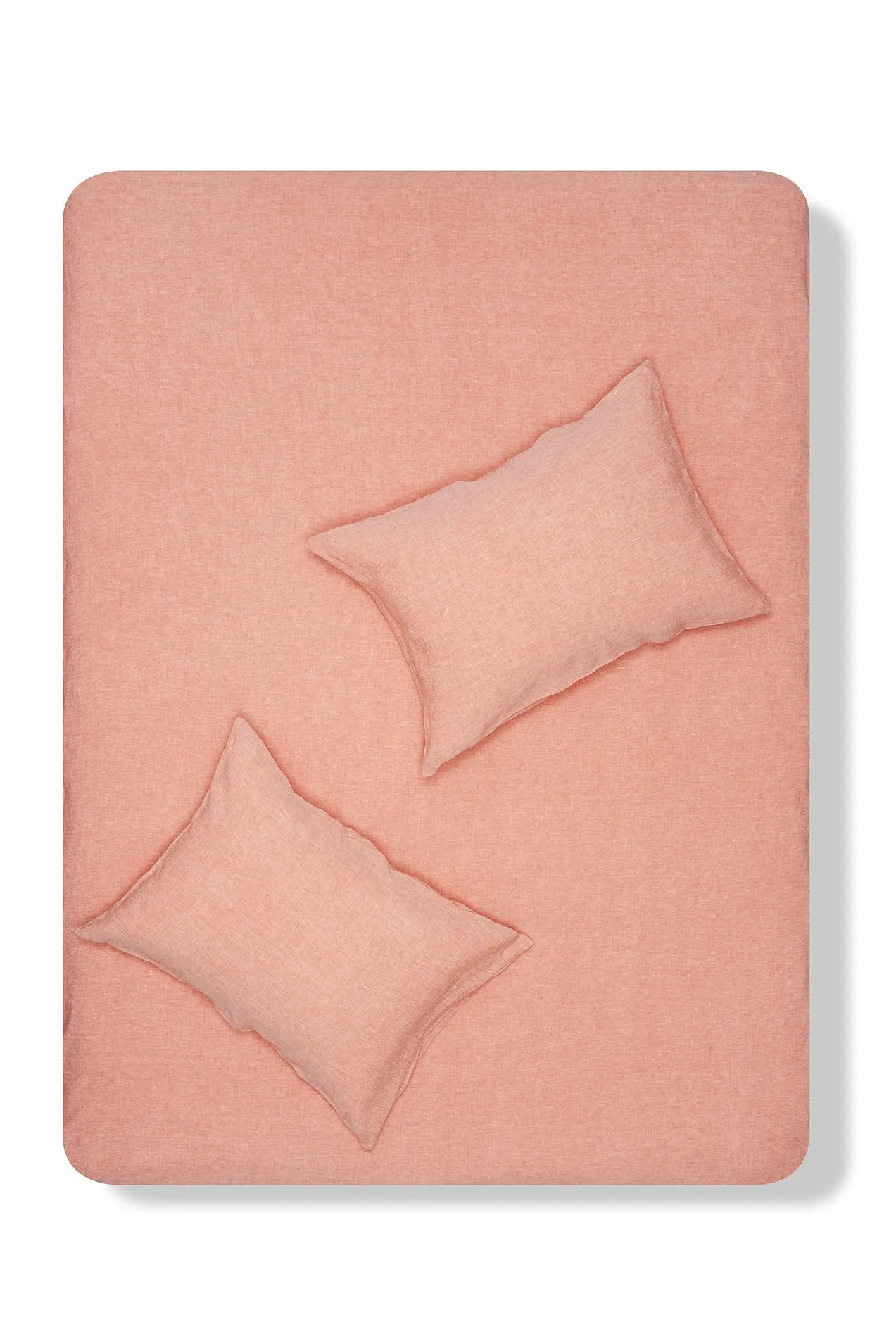 Linen Bedding Melange in Coral Color