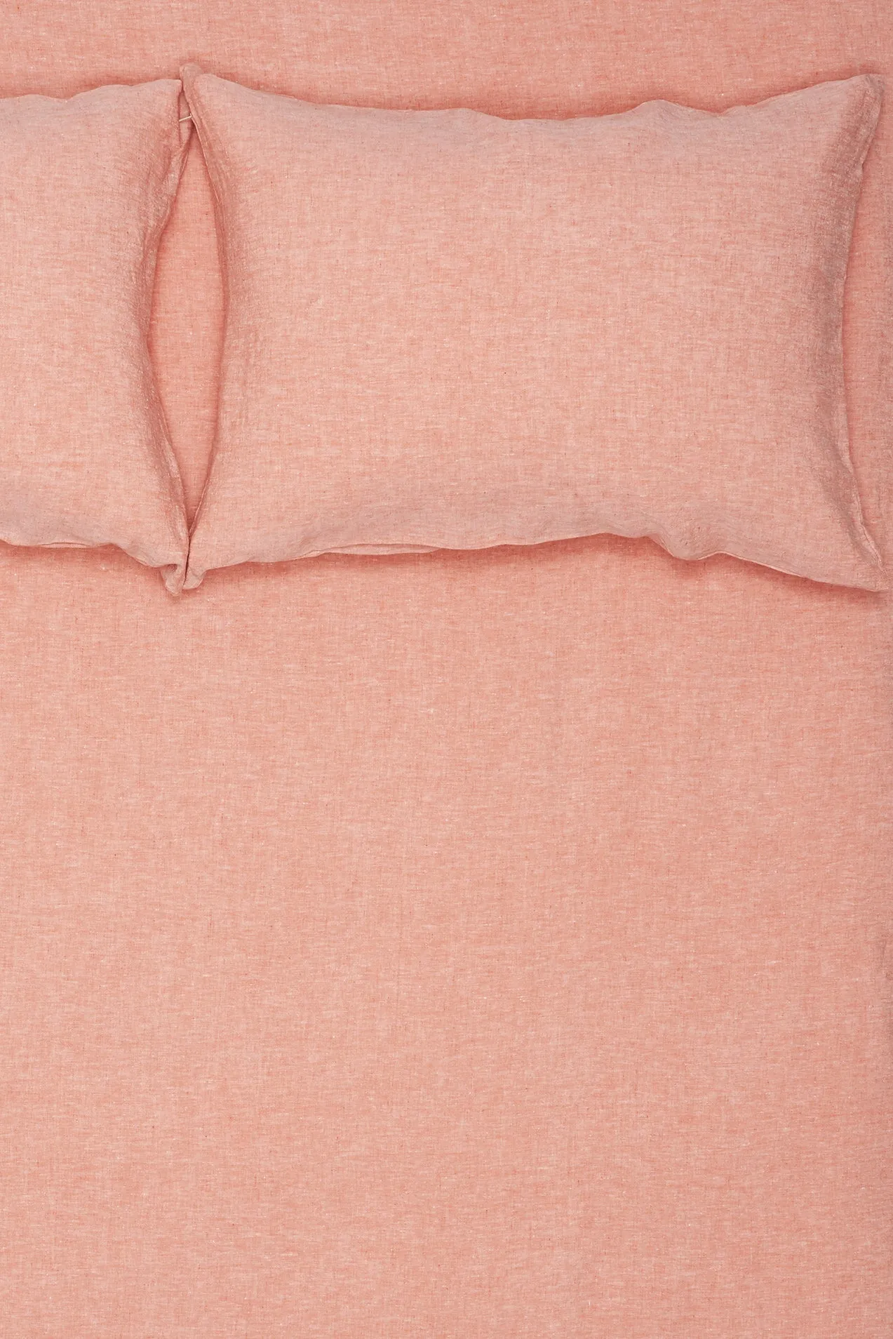 Linen Bedding Melange in Coral Color