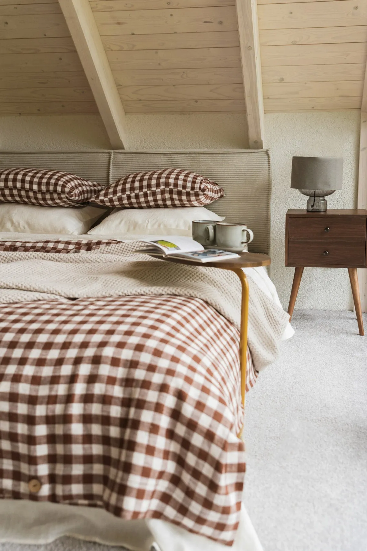 Linen Bedding Set Mocha Gingham