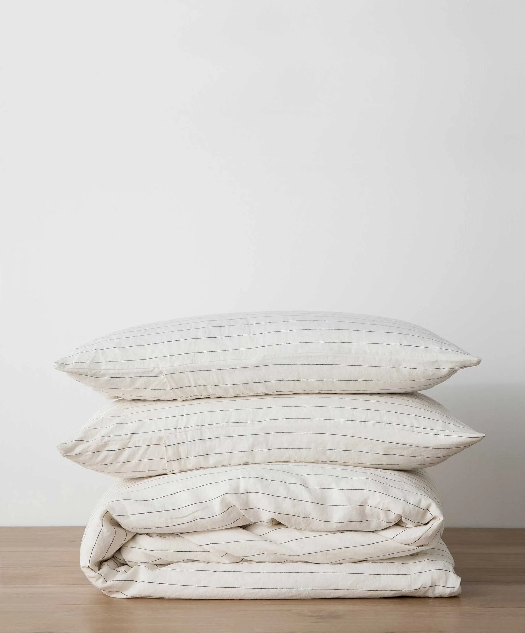 Linen Duvet Cover Set - Pencil Stripe