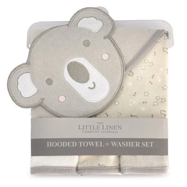 Little Linen Co. Hooded Towel and Washers - Cheeky Koala