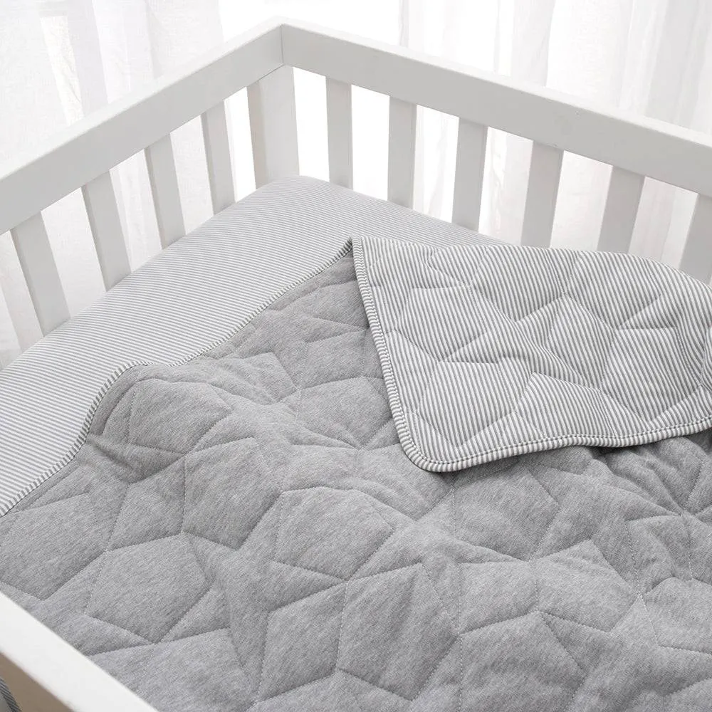 Living Textiles | Quilted Cot Comforter - Star/Grey Melange