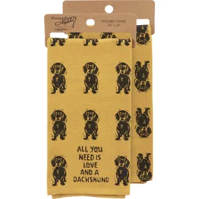 Love And A Dachshund Kitchen Towel