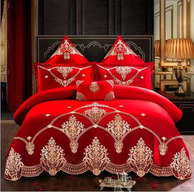 Luxury 100% Cotton Chinese Wedding Bedding Set