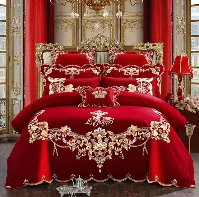 Luxury 100% Cotton Chinese Wedding Bedding Set