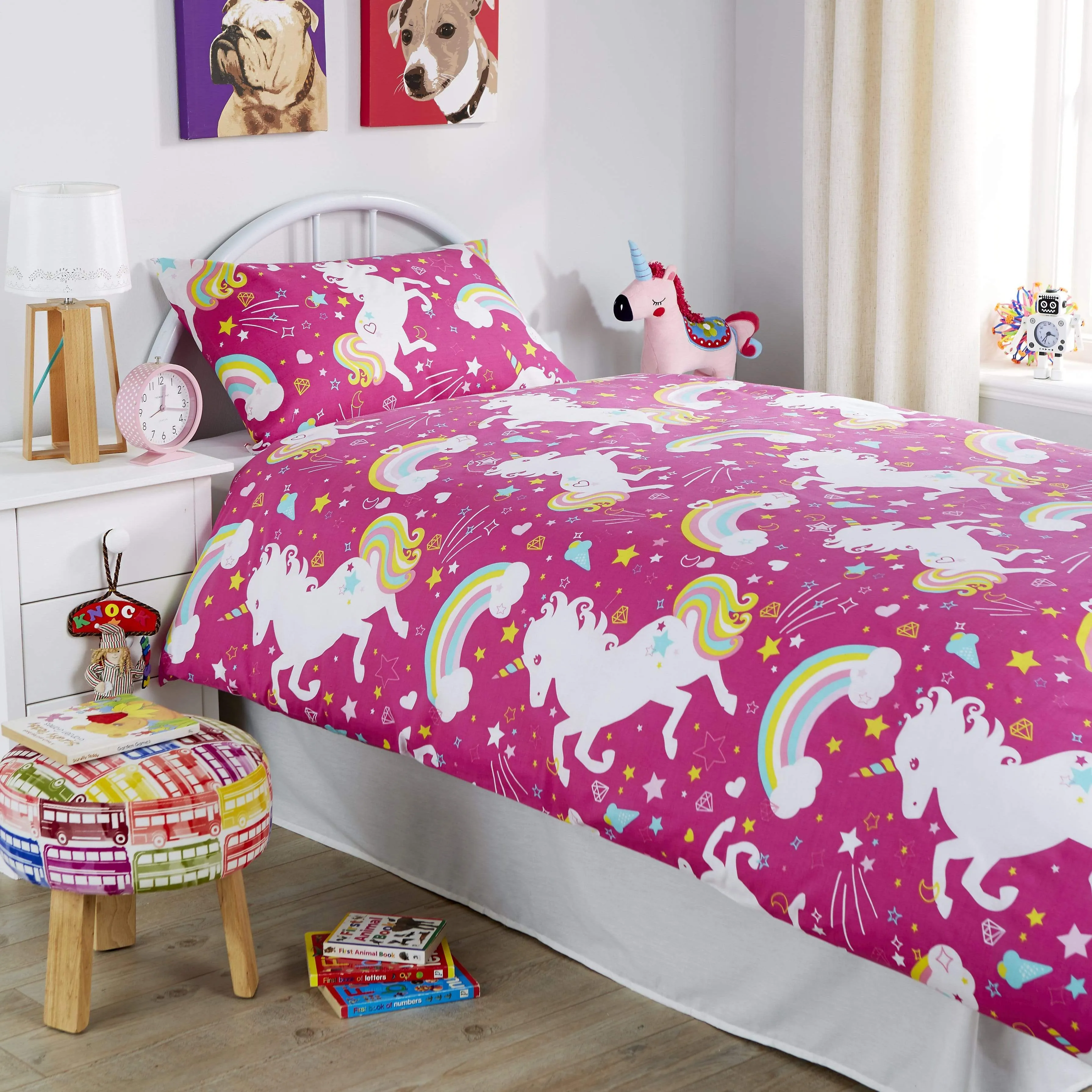 Magical Unicorn Fairytale Duvet Cover Set for Kids Cotton-Rich Whimsical Design OEKO-TEX Certified Bedding Available Single Double by OLIVIA ROCCO