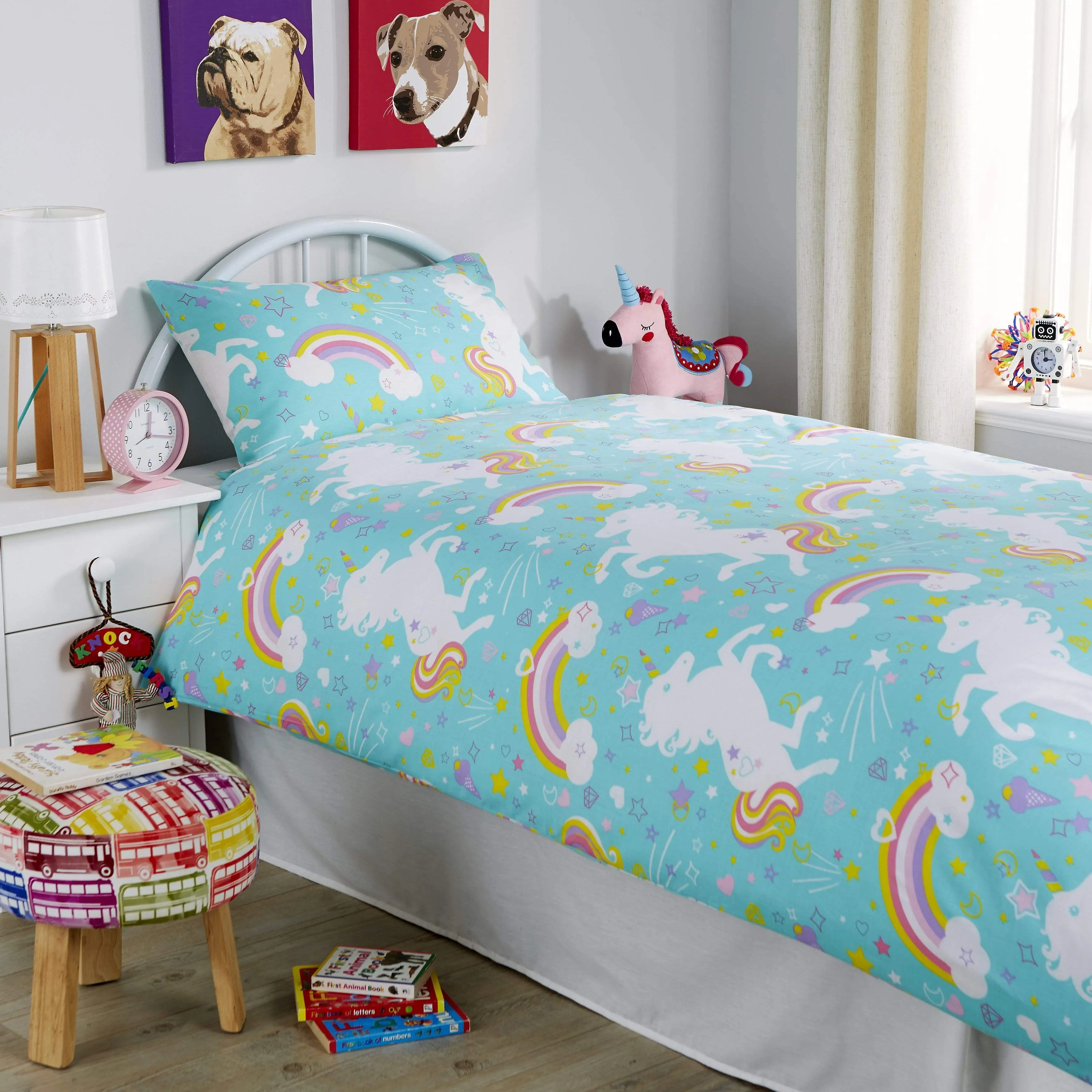 Magical Unicorn Fairytale Duvet Cover Set for Kids Cotton-Rich Whimsical Design OEKO-TEX Certified Bedding Available Single Double by OLIVIA ROCCO