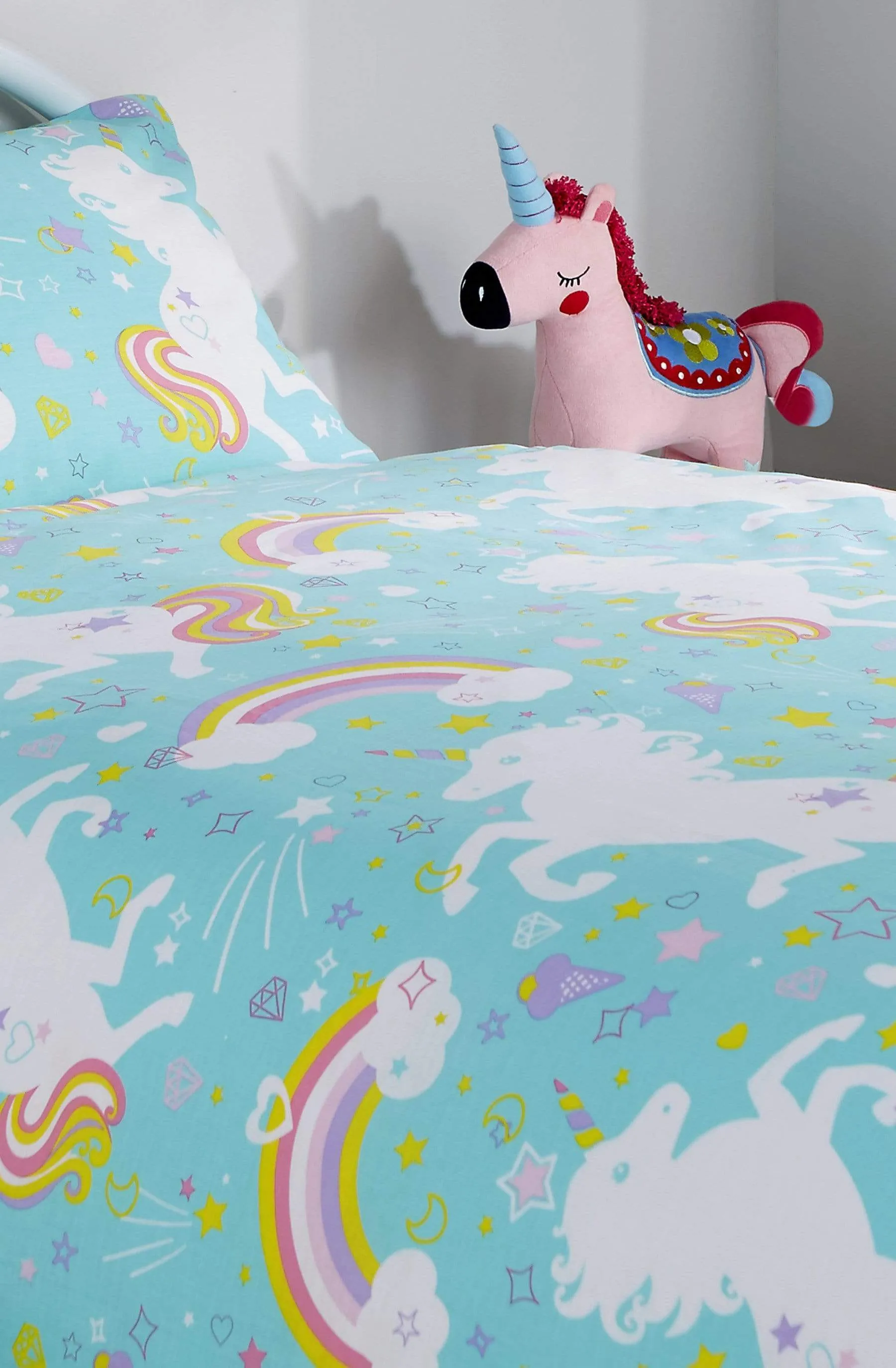 Magical Unicorn Fairytale Duvet Cover Set for Kids Cotton-Rich Whimsical Design OEKO-TEX Certified Bedding Available Single Double by OLIVIA ROCCO