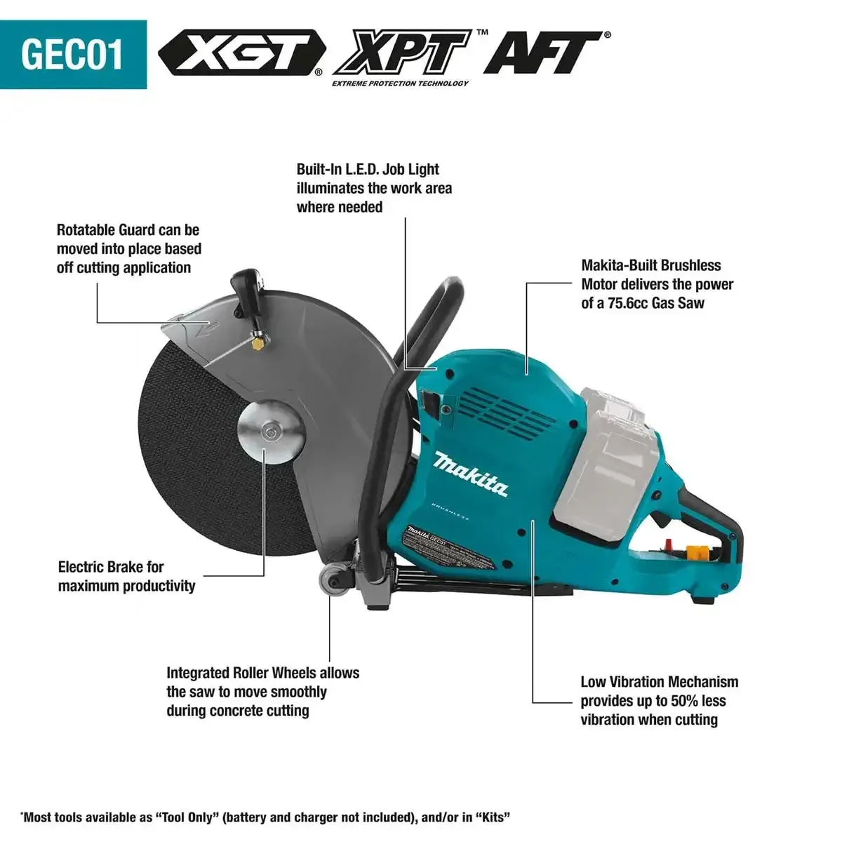 Makita 80V max (40V max X2) XGT Brushless 14" Power Cutter Kit