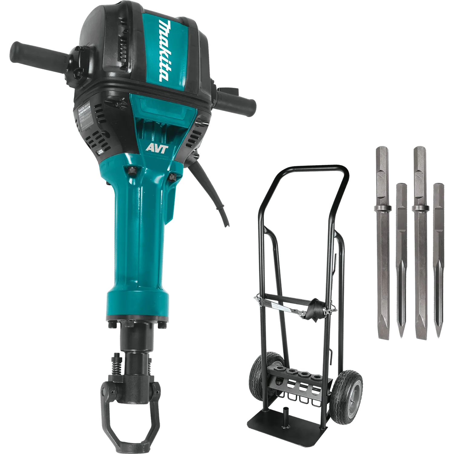 Makita (HM1812X3) 70 lb. Advanced AVT® Breaker Hammer, 1-1/8" Hex, 4-piece steel set, premium cart