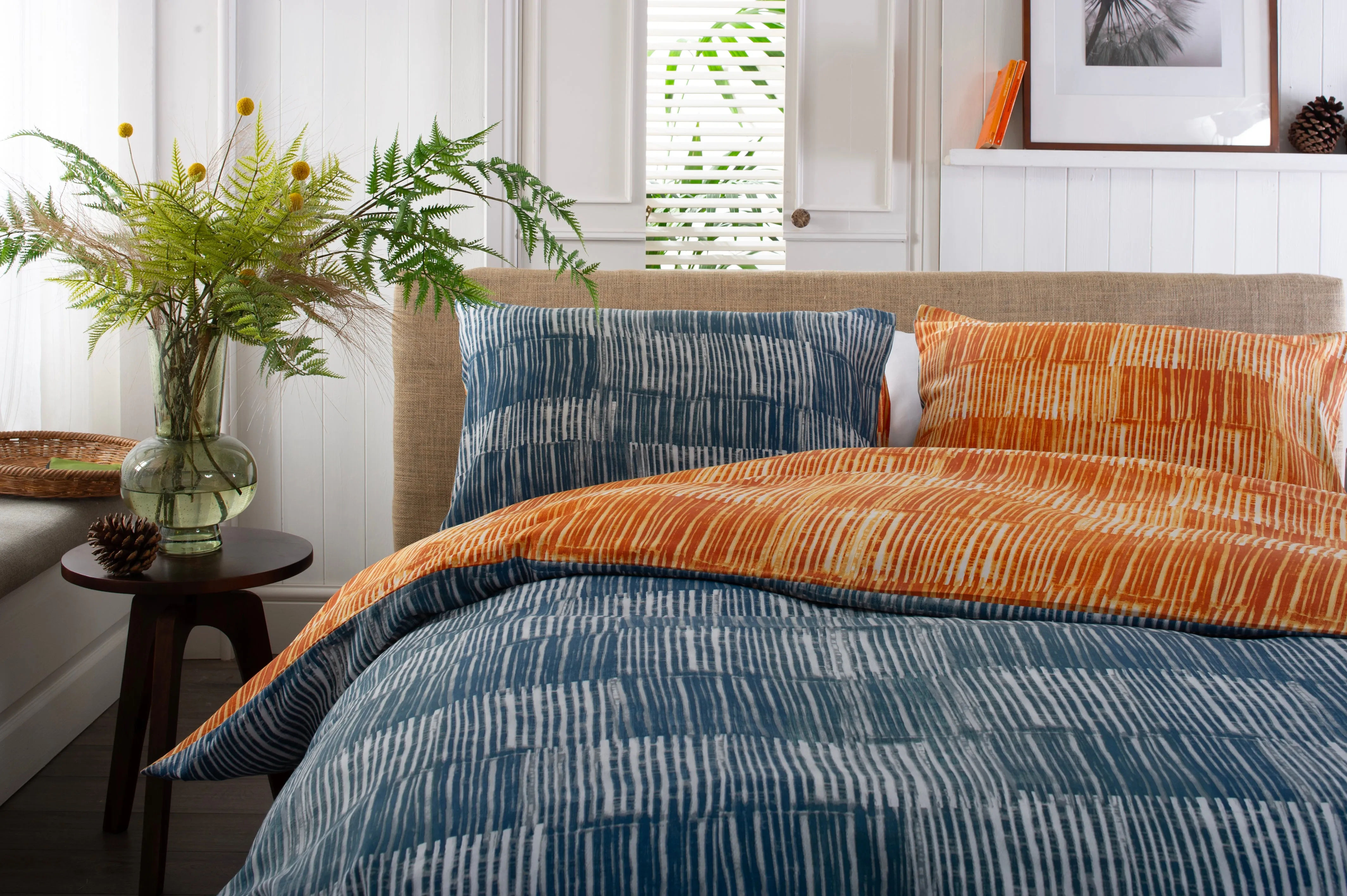 Matches Teal & Tangerine 200 Thread Count Cotton Rich Reversible Duvet Cover Set