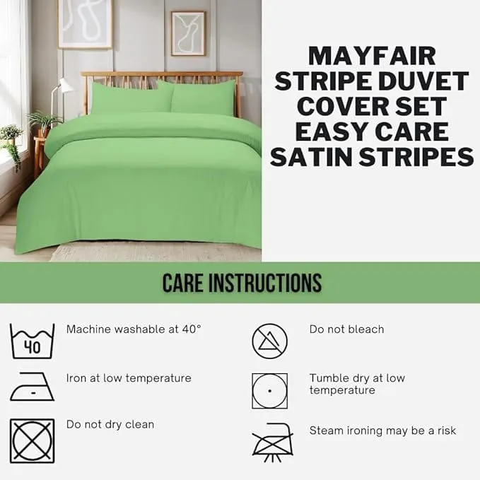 Mayfair Stripe Elegant Reversible Satin Duvet Cover Set with Comforter Multiple Sizes & Colours Luxurious Bedding Collection by OLIVIA ROCCO