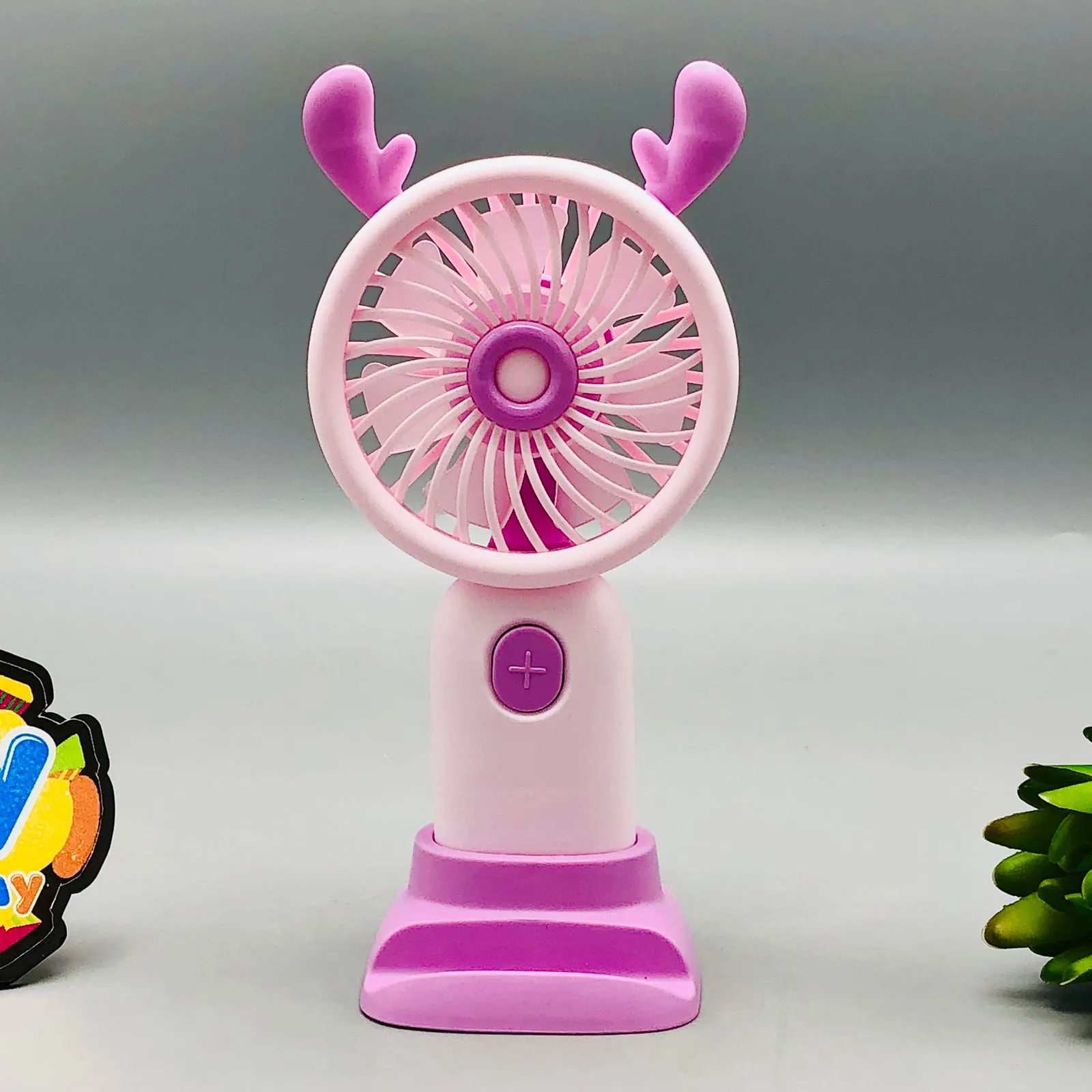 Mini Rechargeable Adorable Design Fan With Mobile Phone Bracket