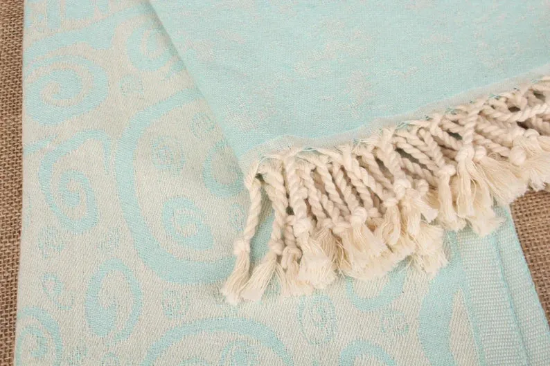 Mint Green Turtle Turkish Beach Towel