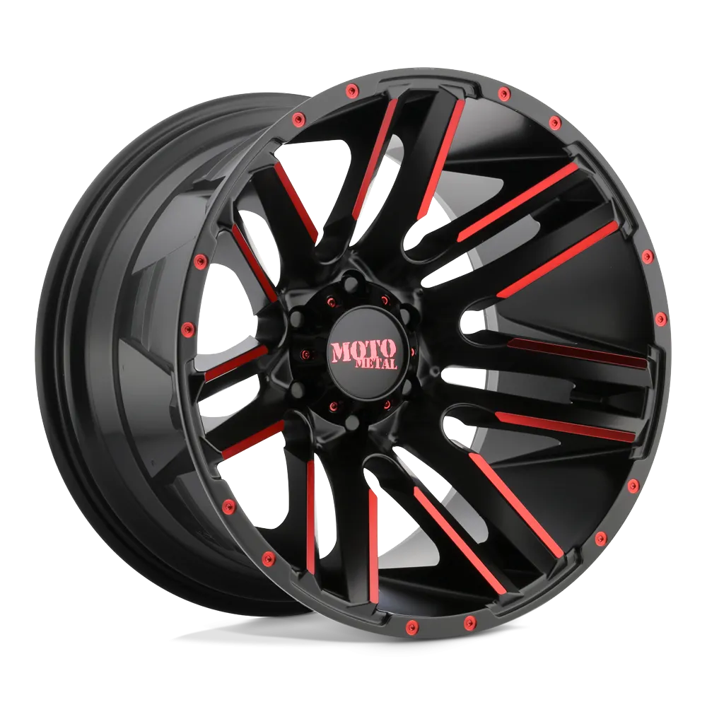 Moto Metal MO978 Razor 22X12 5X127 -44 mm Satin Black Machined Red Tint