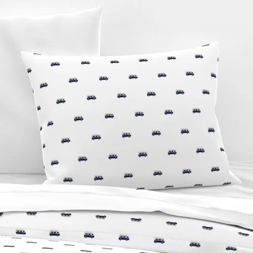 Navy Blue, White and Orange Classic Surf Bus Sheet Set from Surfer Bedding™️