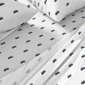 Navy Blue, White and Orange Classic Surf Bus Sheet Set from Surfer Bedding™️