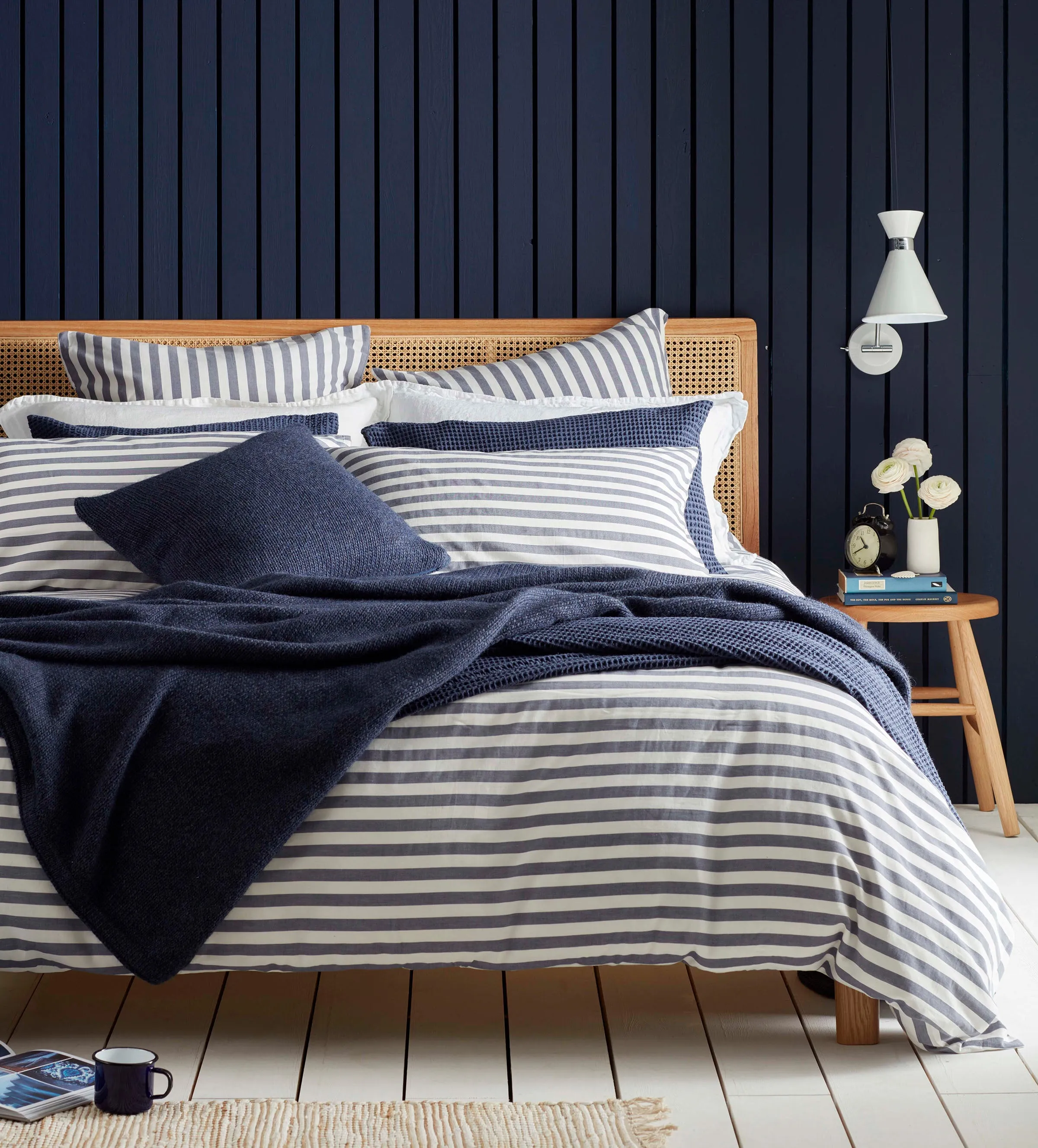 Navy Coastal Stripe 100% Cotton Duvet Cover