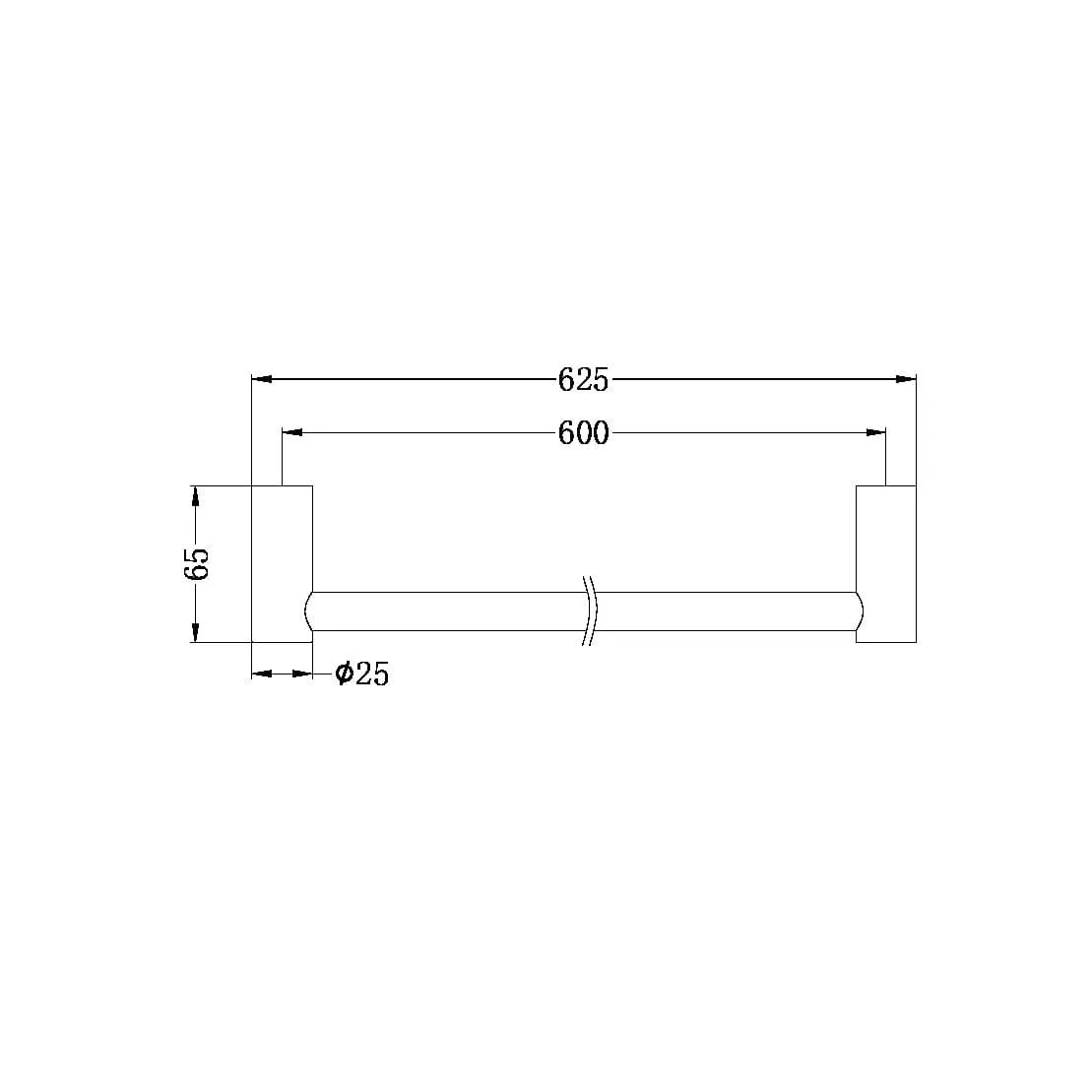 Nero MECCA Single Towel Rail 600MM Chrome 2324-CH