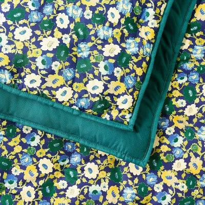 New - Opalhouse Jungalow Quilt Set Woven Floral Lightweight, Blue, Twin/TwinXL