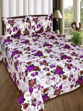 New panipat textile zone Poly Cotton Double Bedsheet with 2 Pillow Covers (Queen Size, Multicolour)