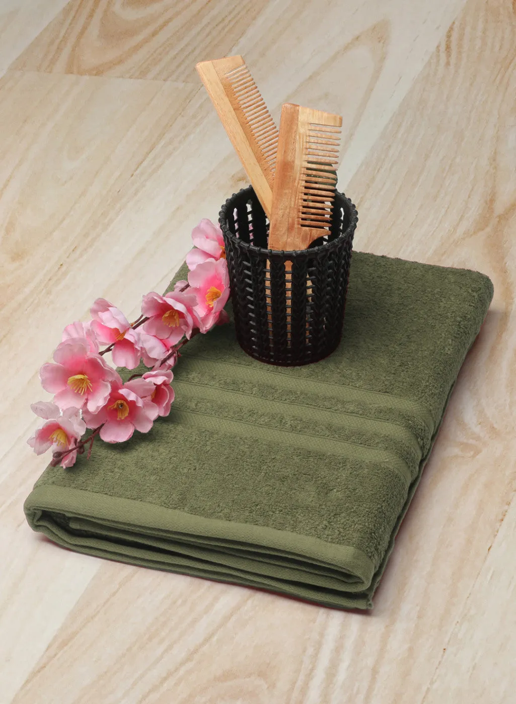 Olive Cotton 525 GSM Bath Towel