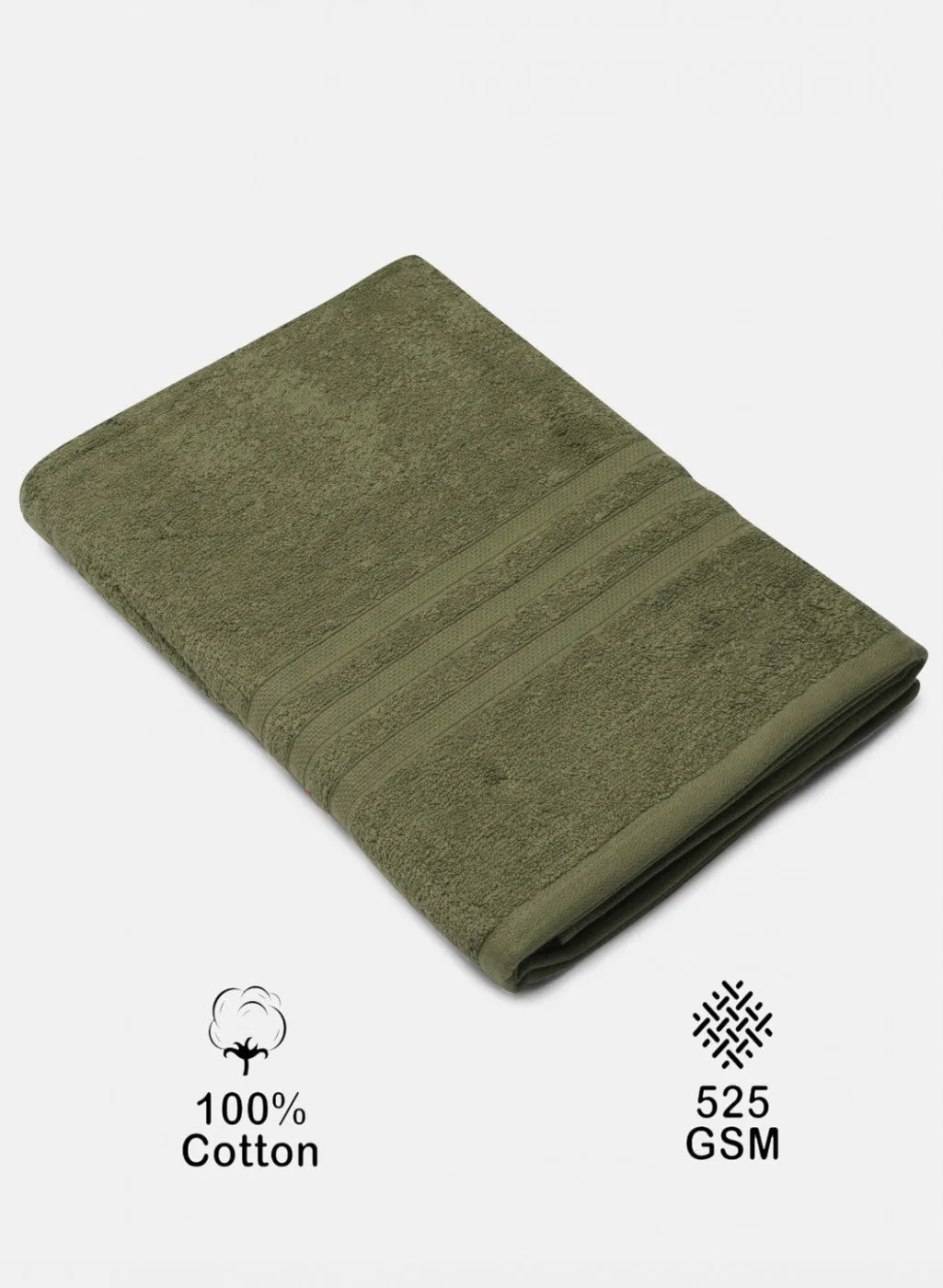 Olive Cotton 525 GSM Bath Towel