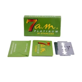 One Hundred 7am Platinum Coated Stainless Steel Double Edge Razor Blades