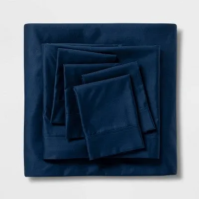 Open Box - Full 6pc 800 Thread Count Solid Sheet Set Indigo -Threshold Signature