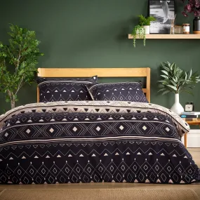 Oslo Black Super Soft Flannel Duvet Cover Set with Pillowcases Warm & Cosy Quilt Bedding in Multiple Sizes Available by OLIVIA ROCCO