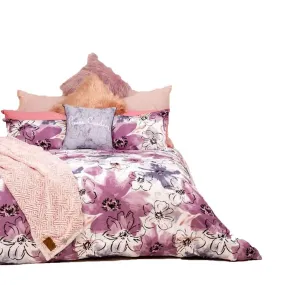 Pierre Cardin 3 Piece Queen Duvet Cover Set - Sunset Flowers