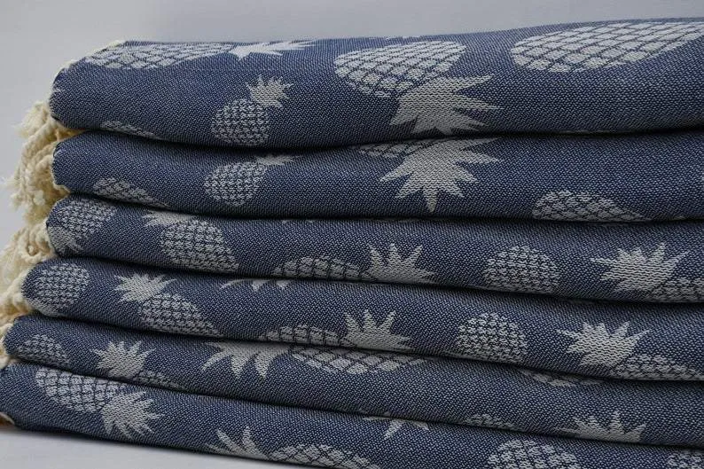 Pineapple Teal 100% Cotton Towel