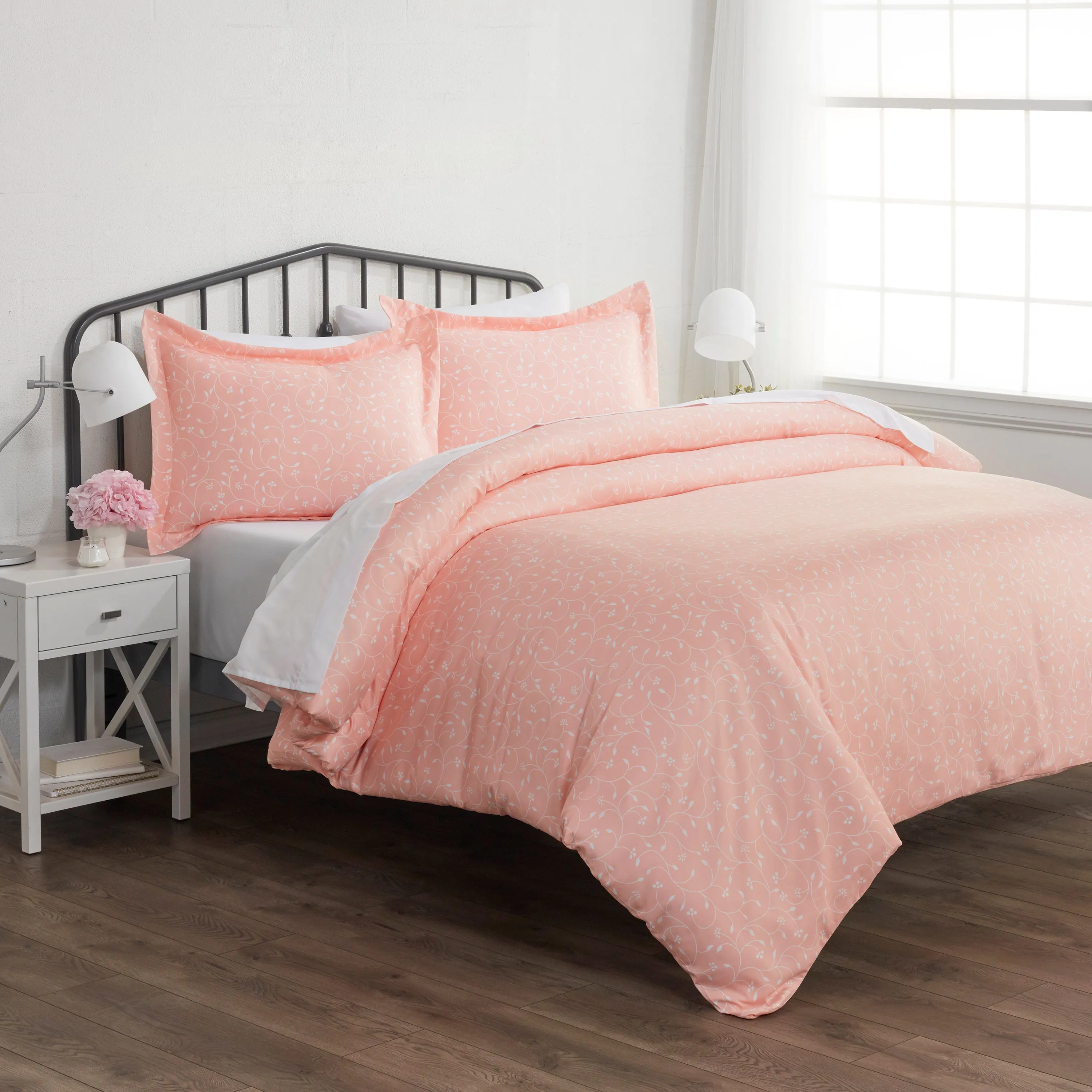 Pink Buds Pattern 3-Piece Duvet Cover Set