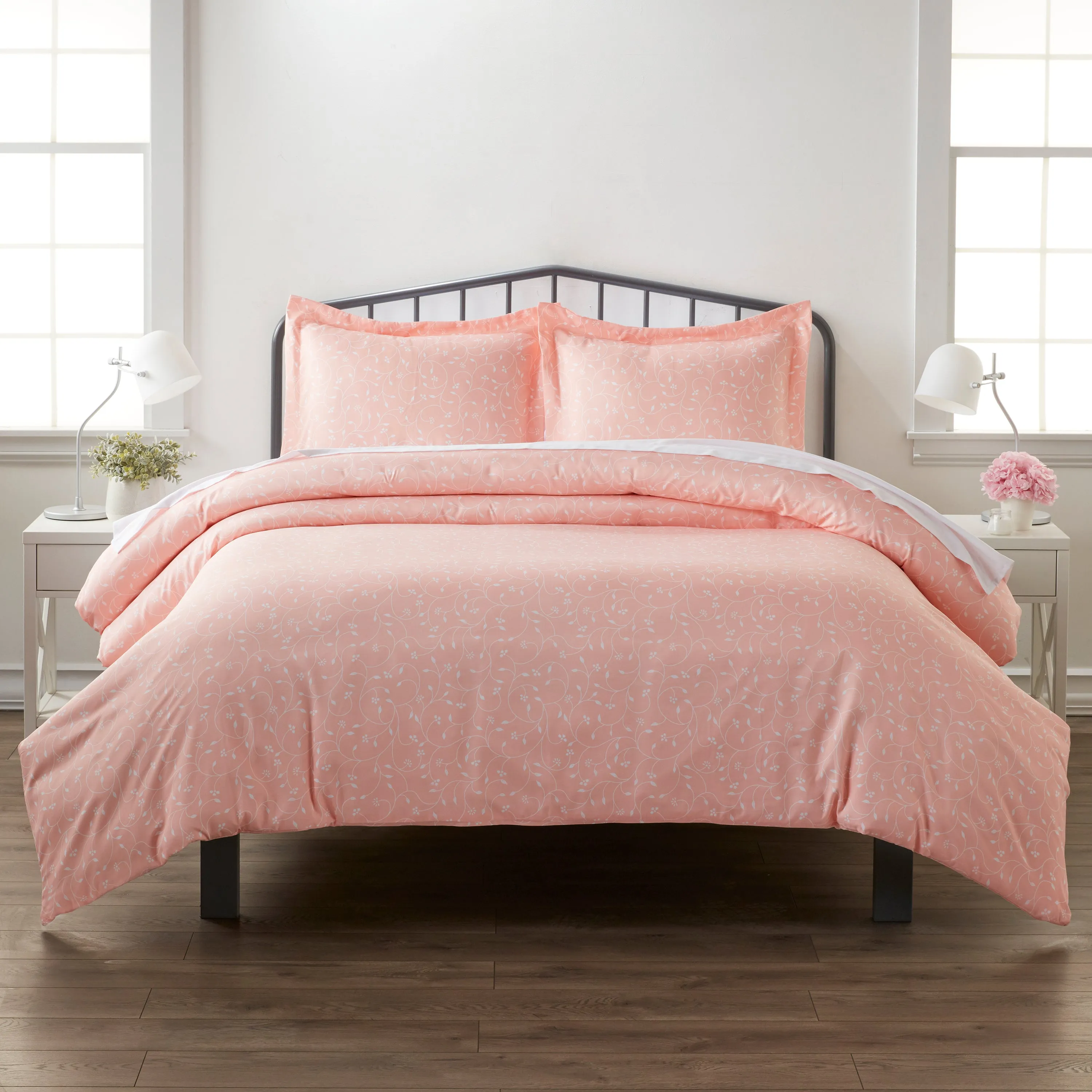 Pink Buds Pattern 3-Piece Duvet Cover Set